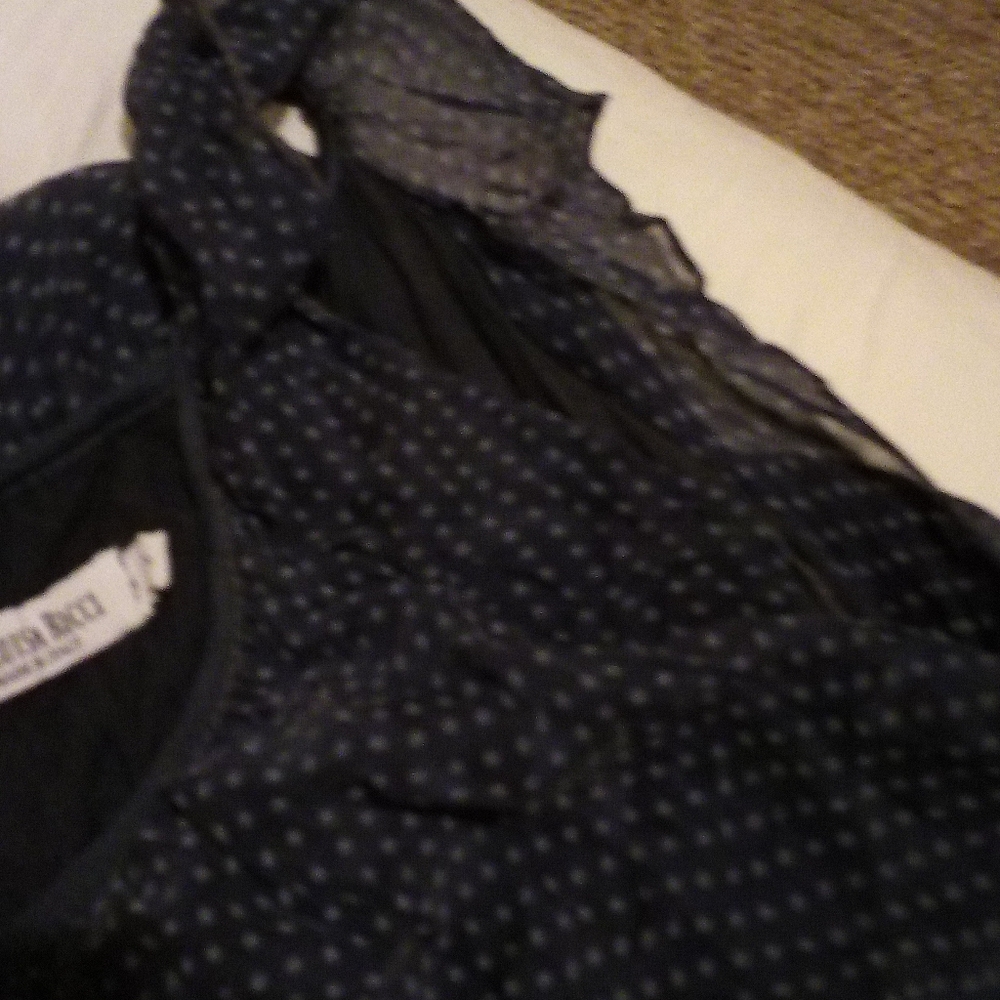 Blue Polka Dot Blouse With Freng Sleeves